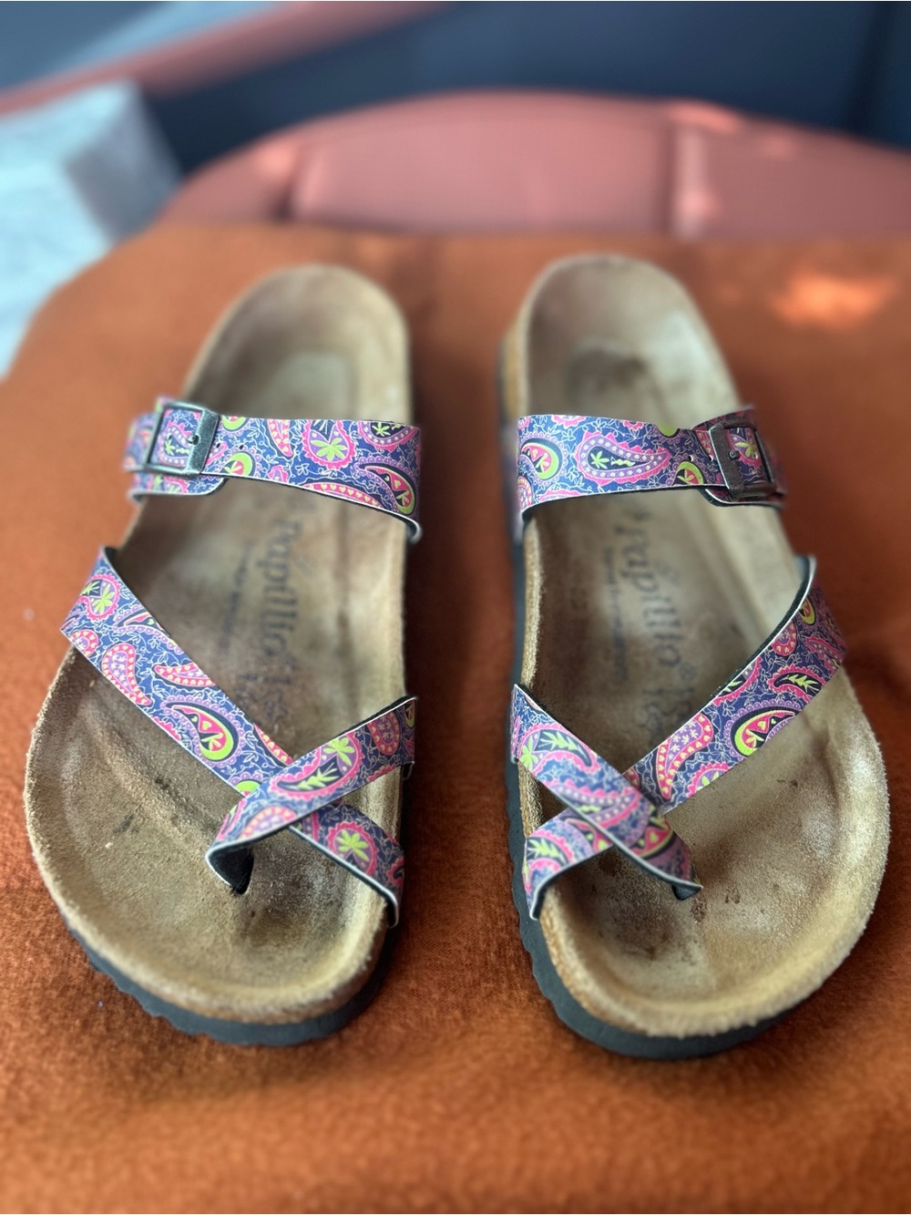 Birkenstock Papillio Multicolor Paisley Pattern Mayari Two-Strap Sandals size 7 - Picture 2 of 7